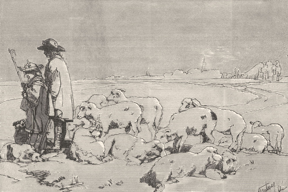 FRANCE. Shepherds of Strasbourg-Landseer c1880 old antique print picture